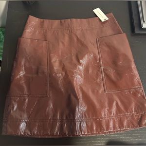 Anthropologie MAEVE Wine Faux Patent Leather Skirt sz 4